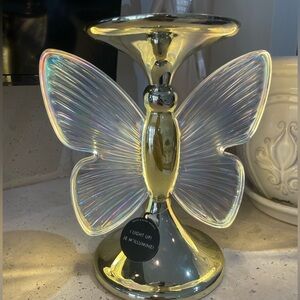 Bath & Body Works Butterfly Illuminating Candle Holder Pedestal Gold Iridescent